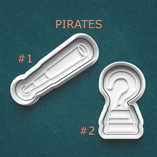 Pirate Cutter & Stamp Set – Telescope & Hook Cookie Designs