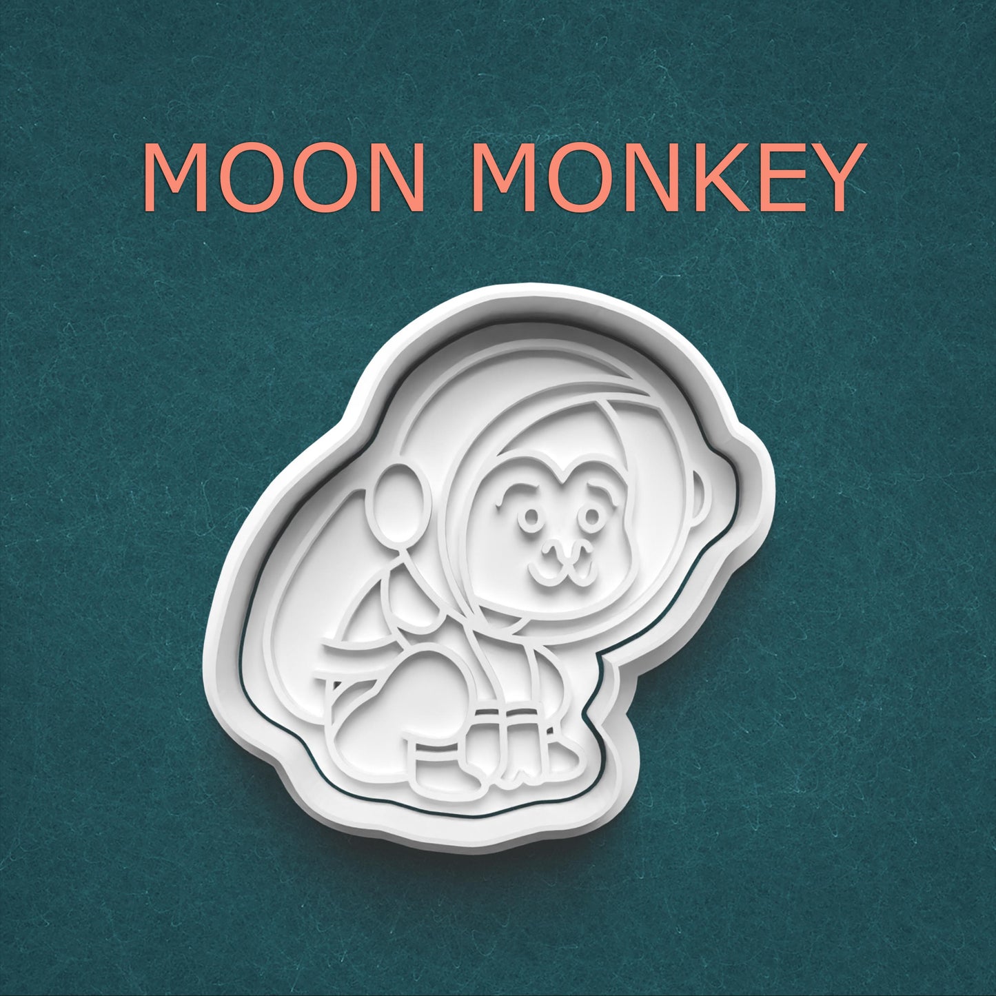 Moon Monkey Cookie Cutter ~ Astronaut Monkey ~ Space Animal Polymer Clay Stamp