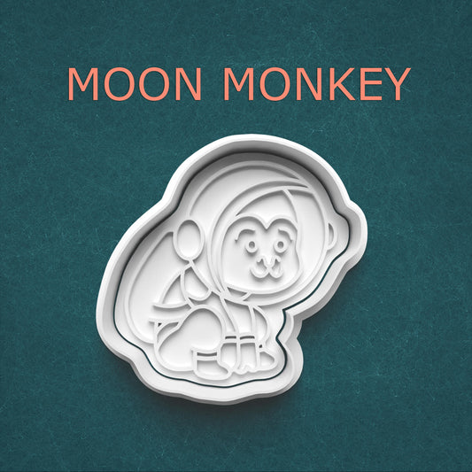 Moon Monkey Cookie Cutter ~ Astronaut Monkey ~ Space Animal Polymer Clay Stamp