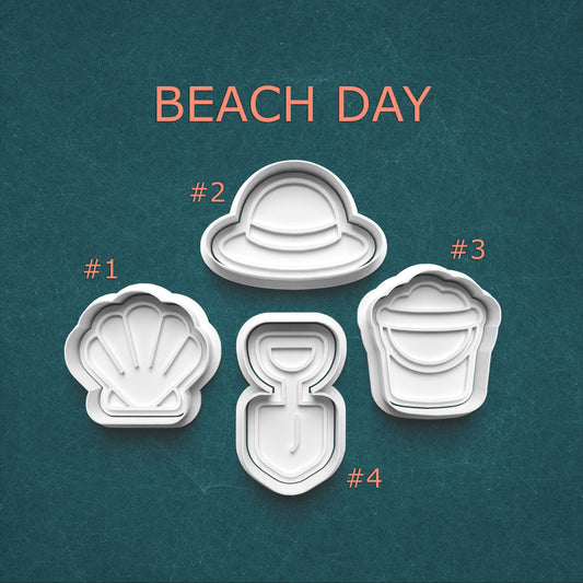 Beach Day Cookie Cutter Set, Seashell Pail Shovel Polymer Clay Cutter for Crafts, Pottery Stamp & Baking, Summer Beach Day Treats