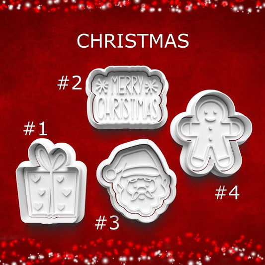 Christmas Cookie Cutter Set – Santa, Gift, Gingerbread & Greeting
