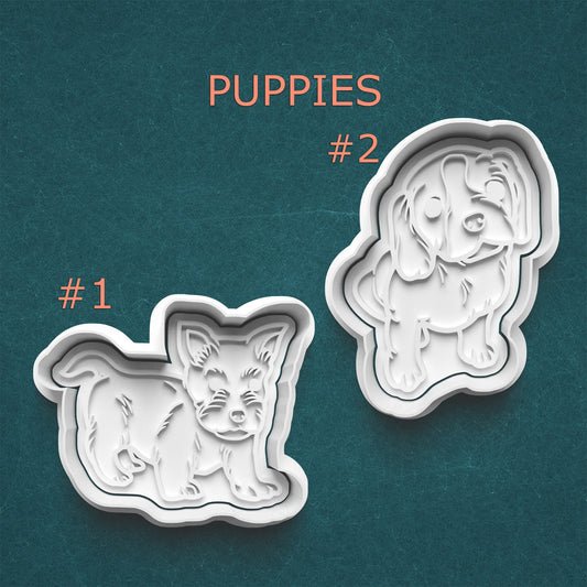 Puppy Cookie Cutter & Stamp Set – Scottie & Cavalier Poses