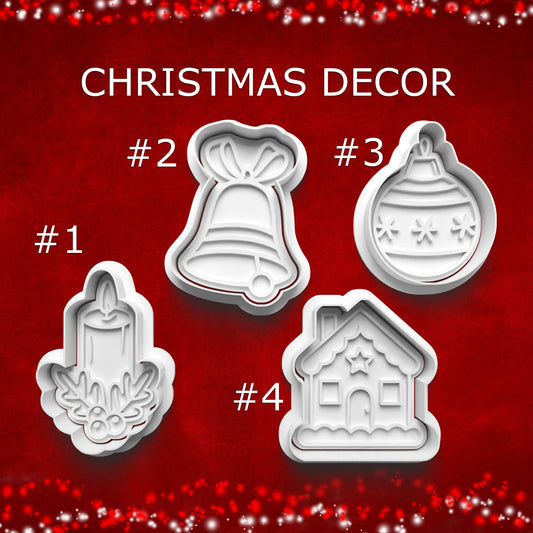 Christmas Decor Cookie Cutter Set – Candle, Bell, Ornament & House