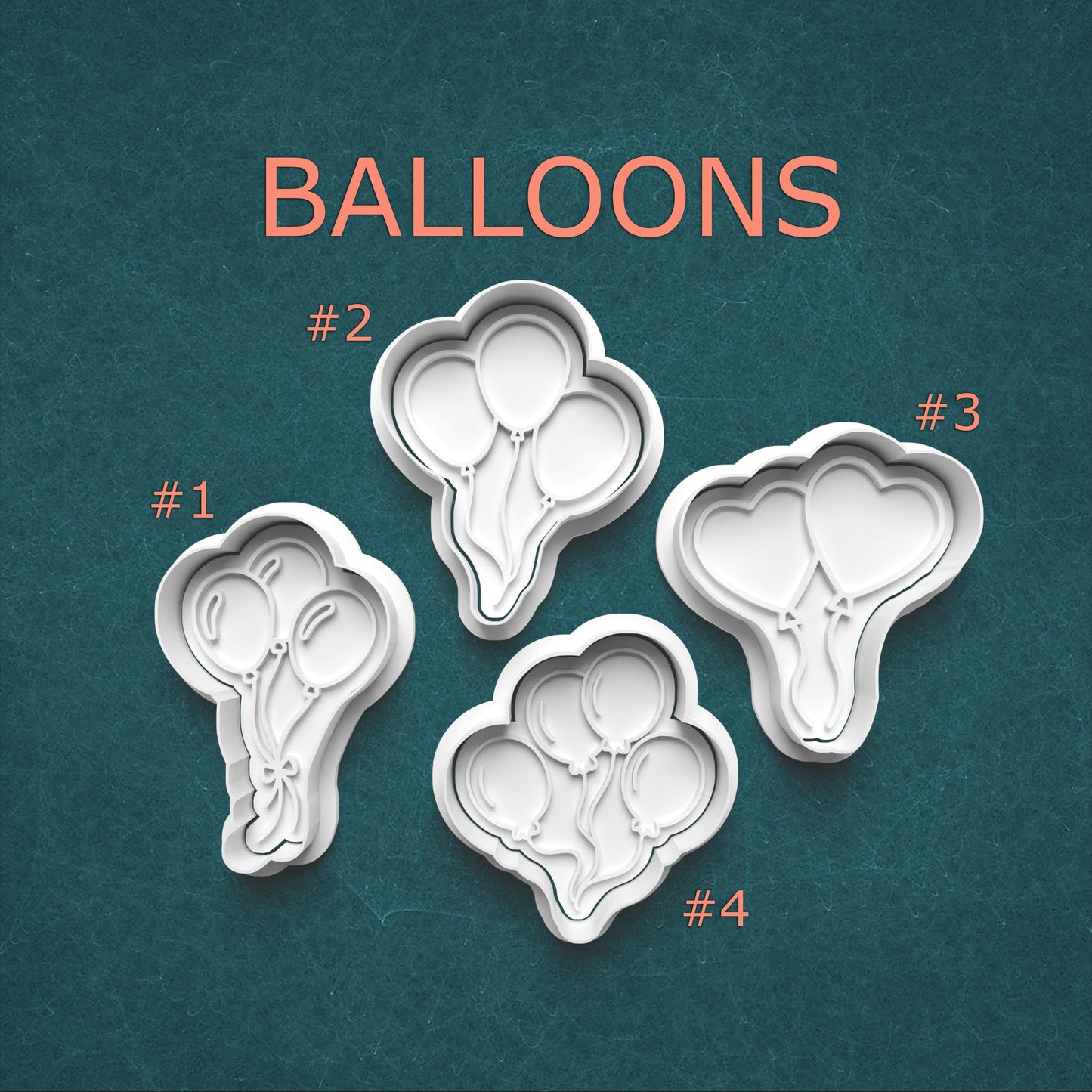 Balloon Cookie Cutter with Stamp ~ Party Balloon Press ~ 4 Styles