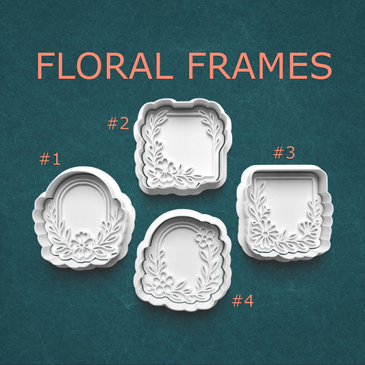 Floral Frame Cookie Cutter and Stamp Set ~ Elegant Flower Borders ~ 4 Styles