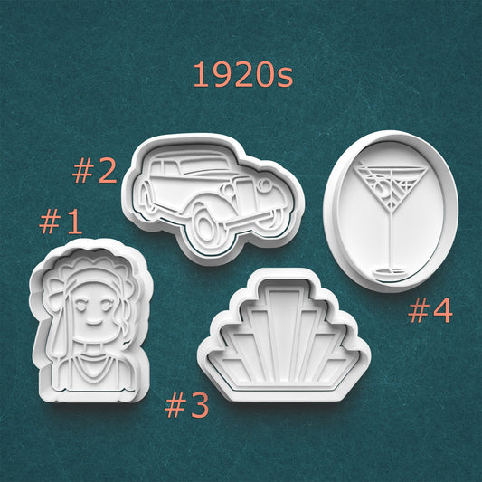 1920s Cookie Cutter & Stamp Set – Flapper, Car, Art Deco & Martini | 4 Styles Available