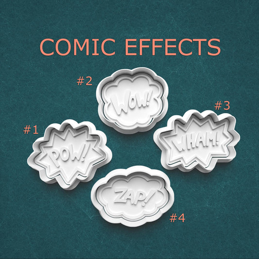 Comic Sound Effect Cookie Cutter & Stamp Set – WOW! ZAP! POW! WHAM!