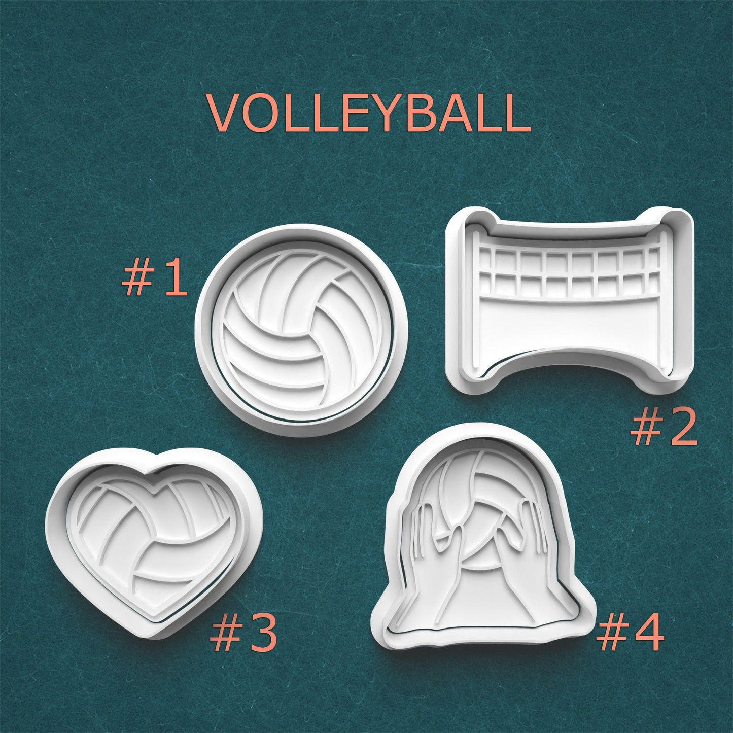 Volleyball Cookie Cutter & Stamp Set – 4 Styles Available