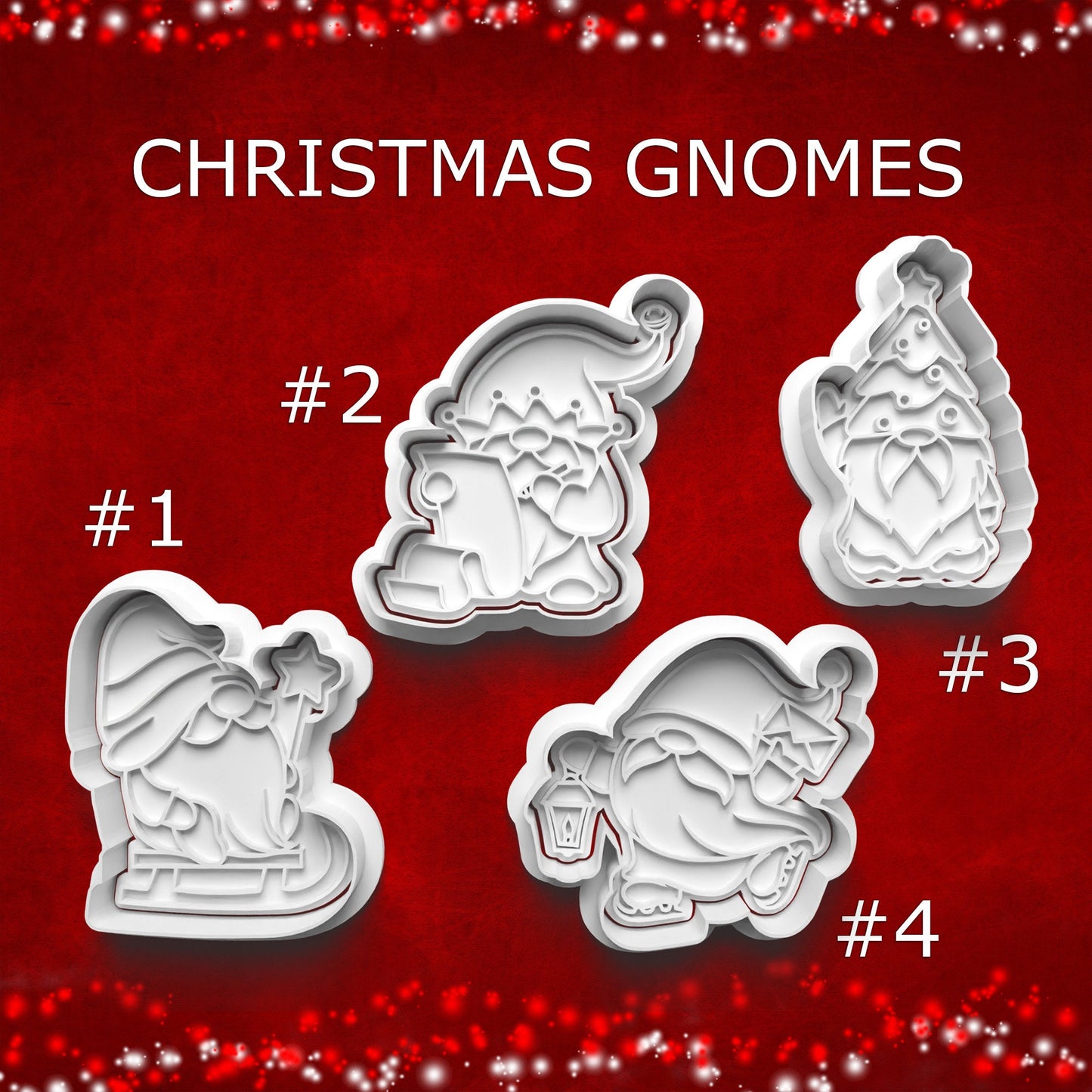 Christmas Gnome Cookie & Clay Cutter Set – Santa’s Elves Ornament Designs