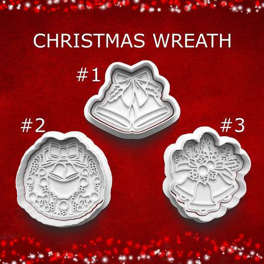 Christmas Wreath Cutter & Stamp Set – Holiday Bells and Garland Shapes