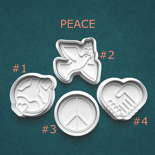 Peace Cookie Cutter Set – Earth, Dove, Peace Sign & Handshake