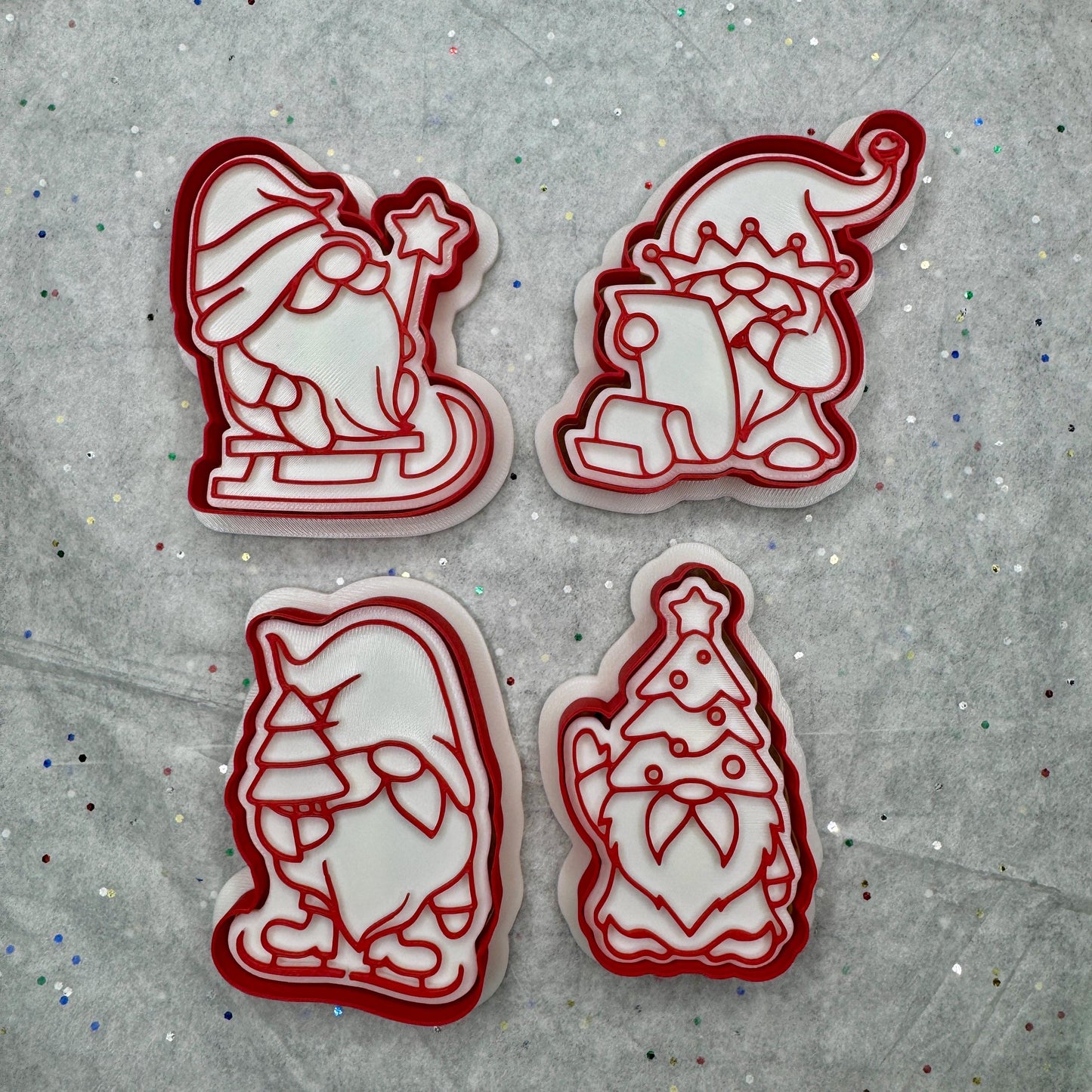 Christmas Gnome Cookie & Clay Cutter Set – Santa’s Elves Ornament Designs