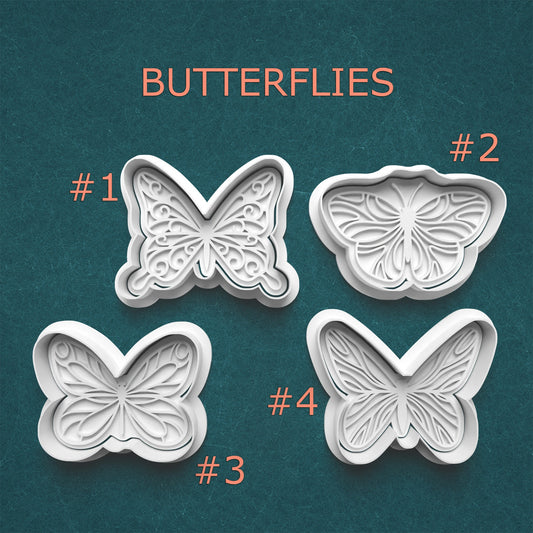 Butterfly Cookie Cutter & Stamp Set – 4 Sizes + Delicate Wing Designs