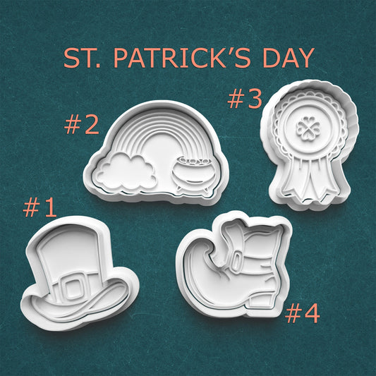 St. Patrick’s Day Cookie Cutter Set – Hat, Rainbow, Shamrock Ribbon & Boot