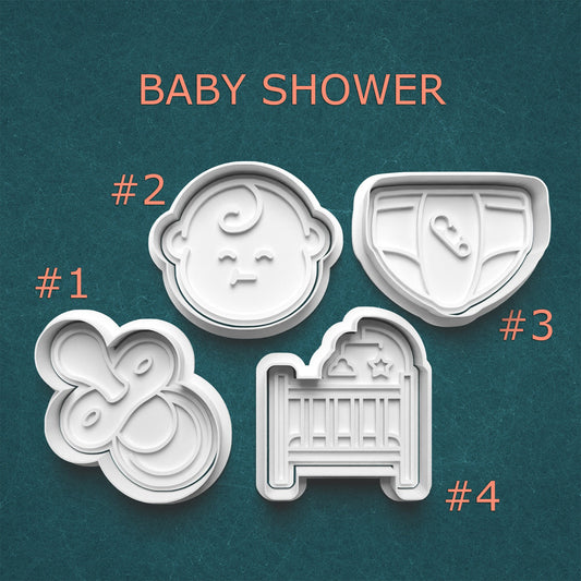 Baby Shower Cookie Cutter & Stamp Set – 4 Adorable Designs