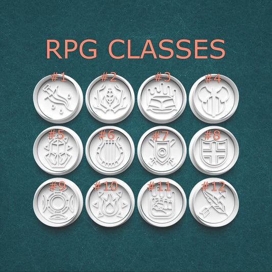 RPG Class Cookie Cutter Set – Fantasy Class Icons – 12 Class Designs