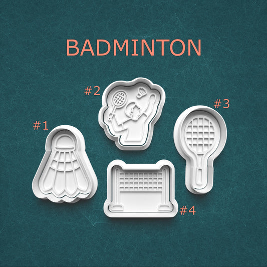 Badminton Theme Cookie Cutter & Stamp Set – 4 Styles Available