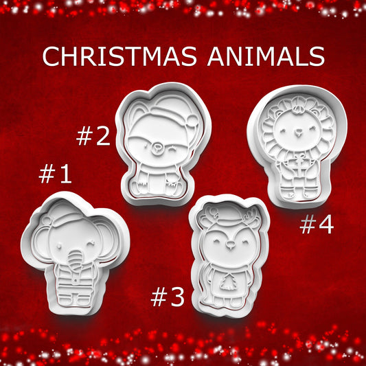 Christmas Animal Cookie Cutter Set – Elephant, Penguin, Fox & Lion (4 Styles)
