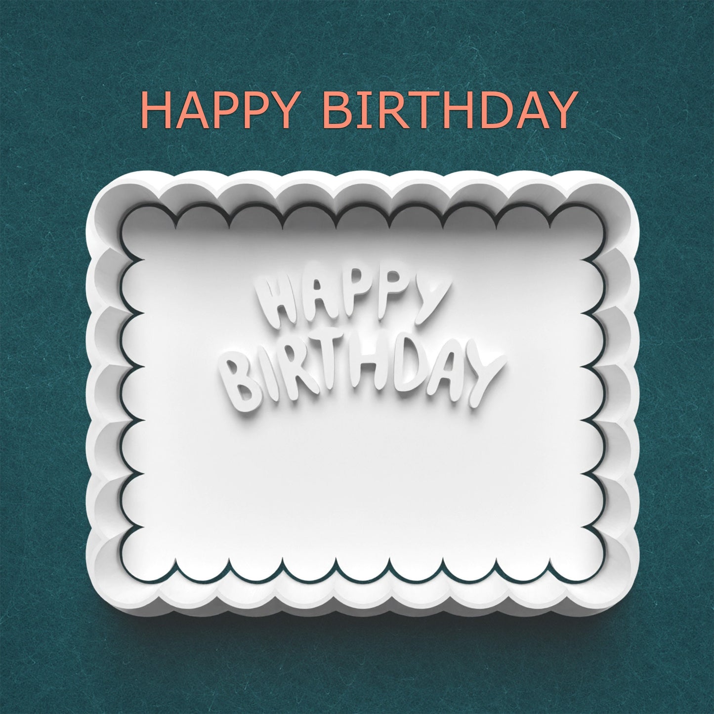 Happy Birthday Cookie Cutter – Festive Scalloped Frame with Bold Lettering