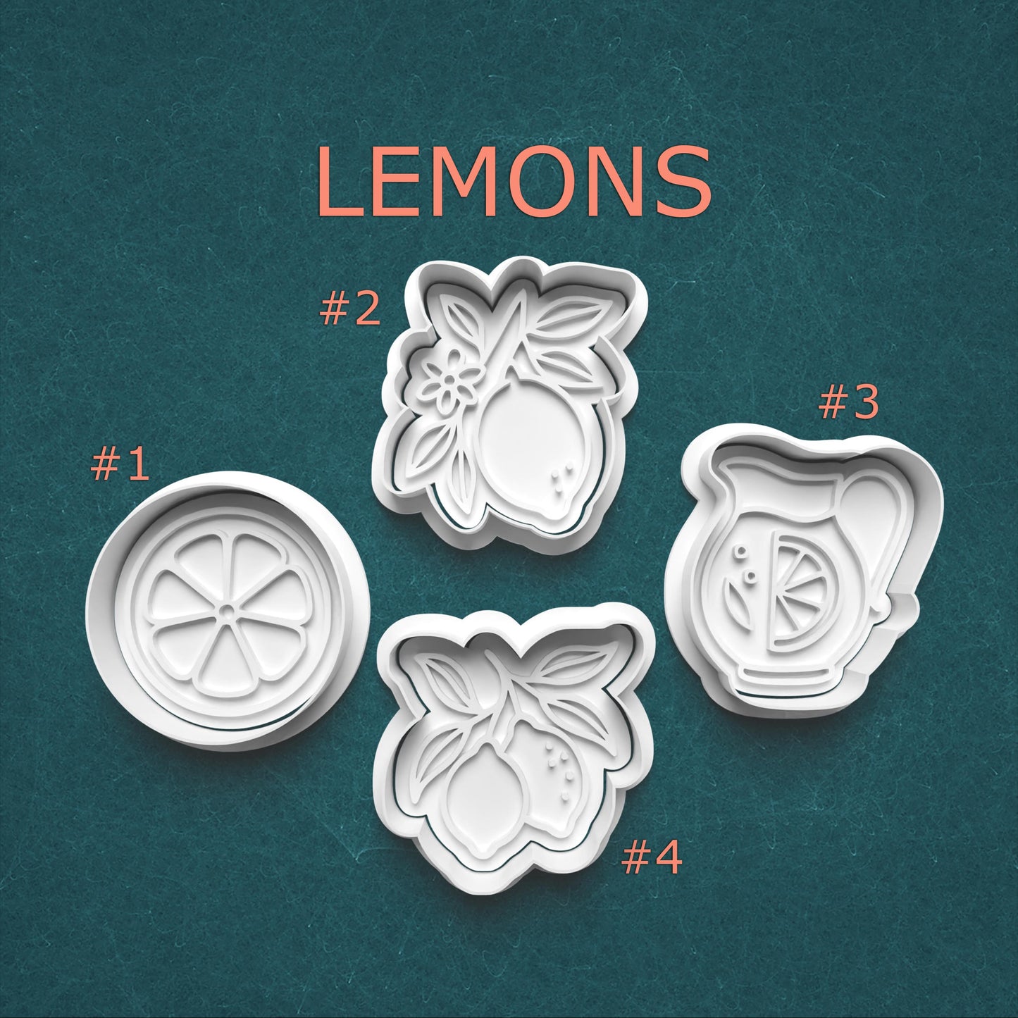 Lemon Cookie Cutter Set with Stamps ~ Citrus Baking Tools ~ Summer Party Treats