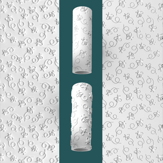 Bee Trail Texture Roller – Embossed Bee & Flight Path for Clay & Fondant