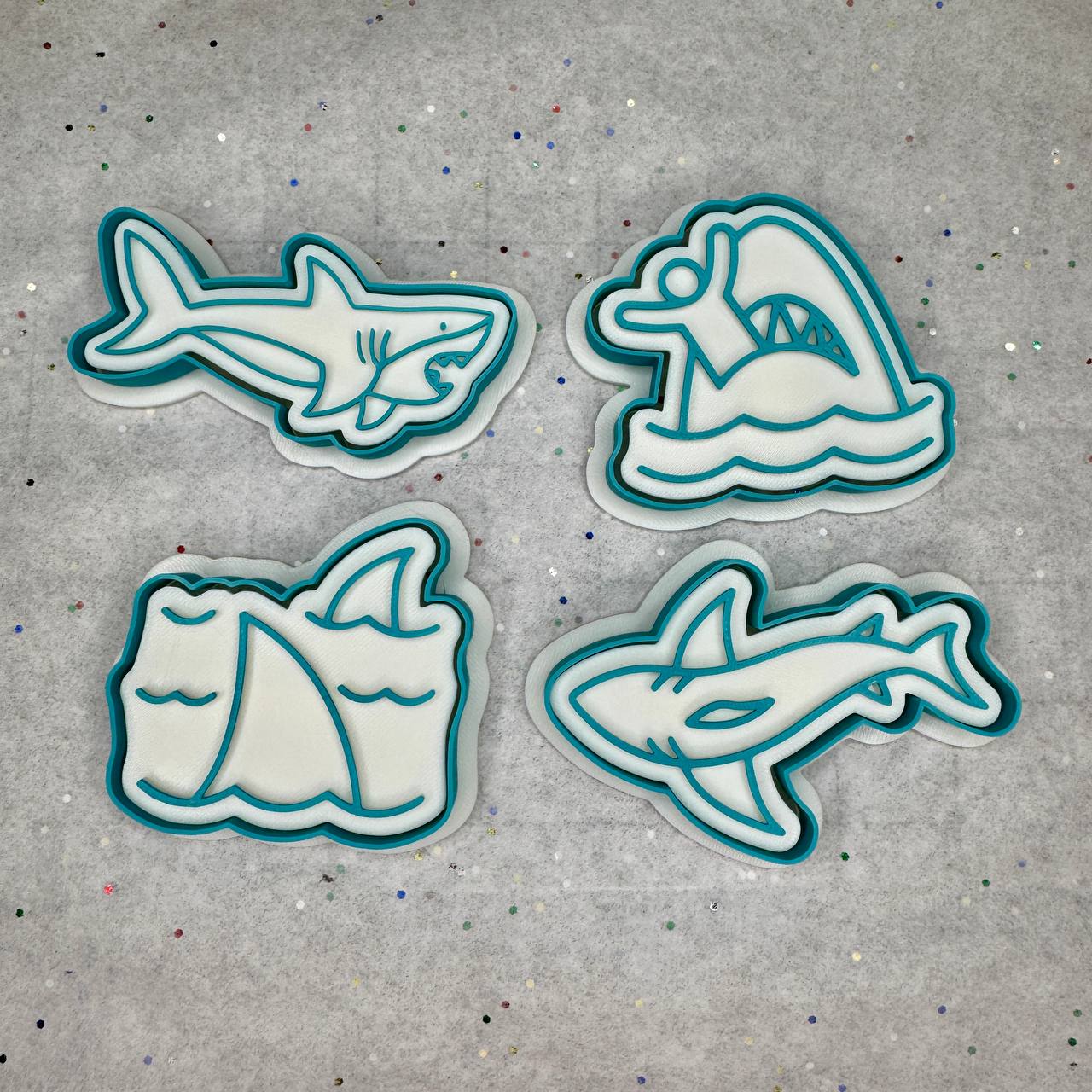Sharks Cookie Cutter & Stamp Set – 4 Designs